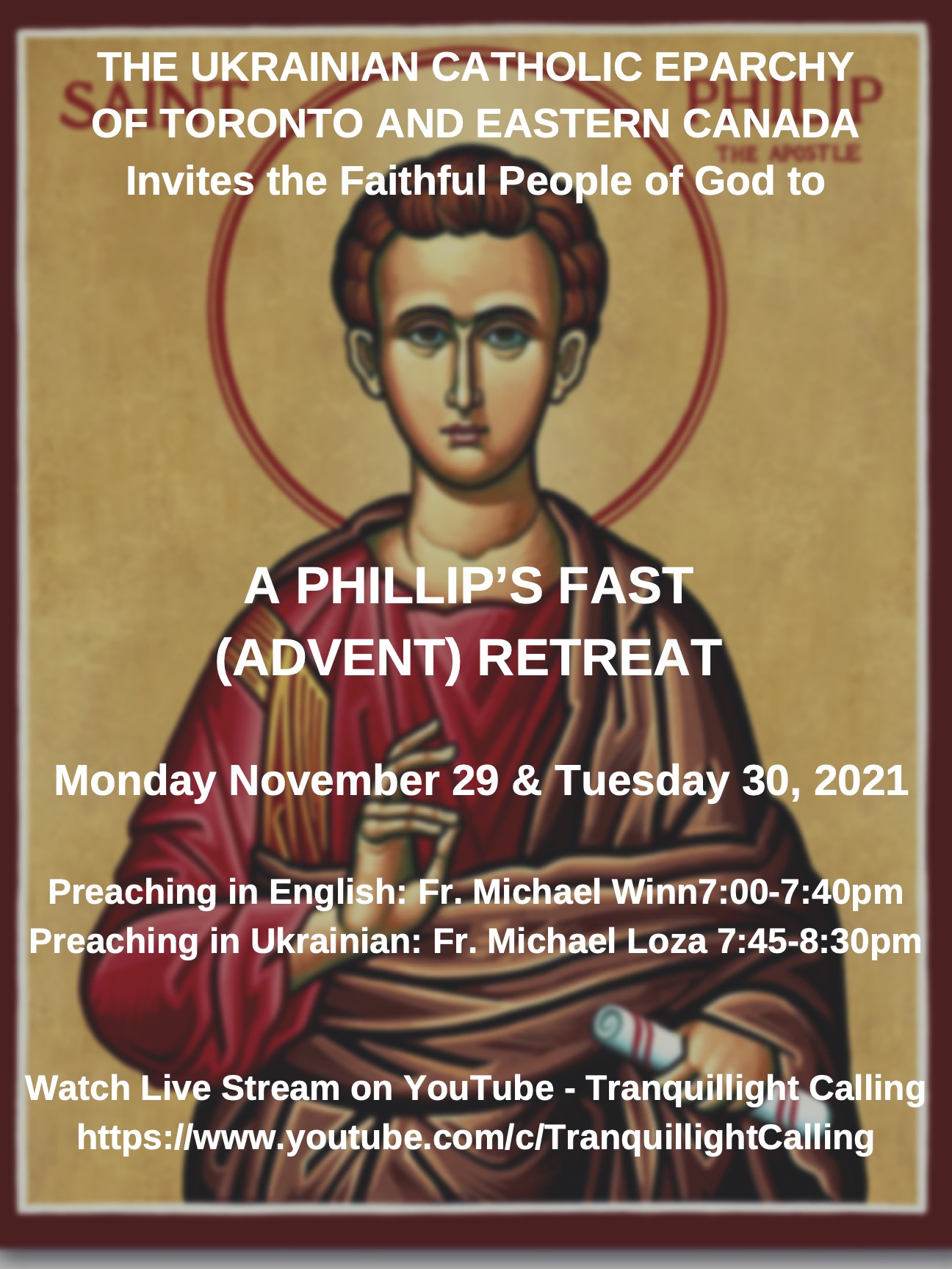 Nov 29-30, 7-7:40pm A Philip's Fast Retreat